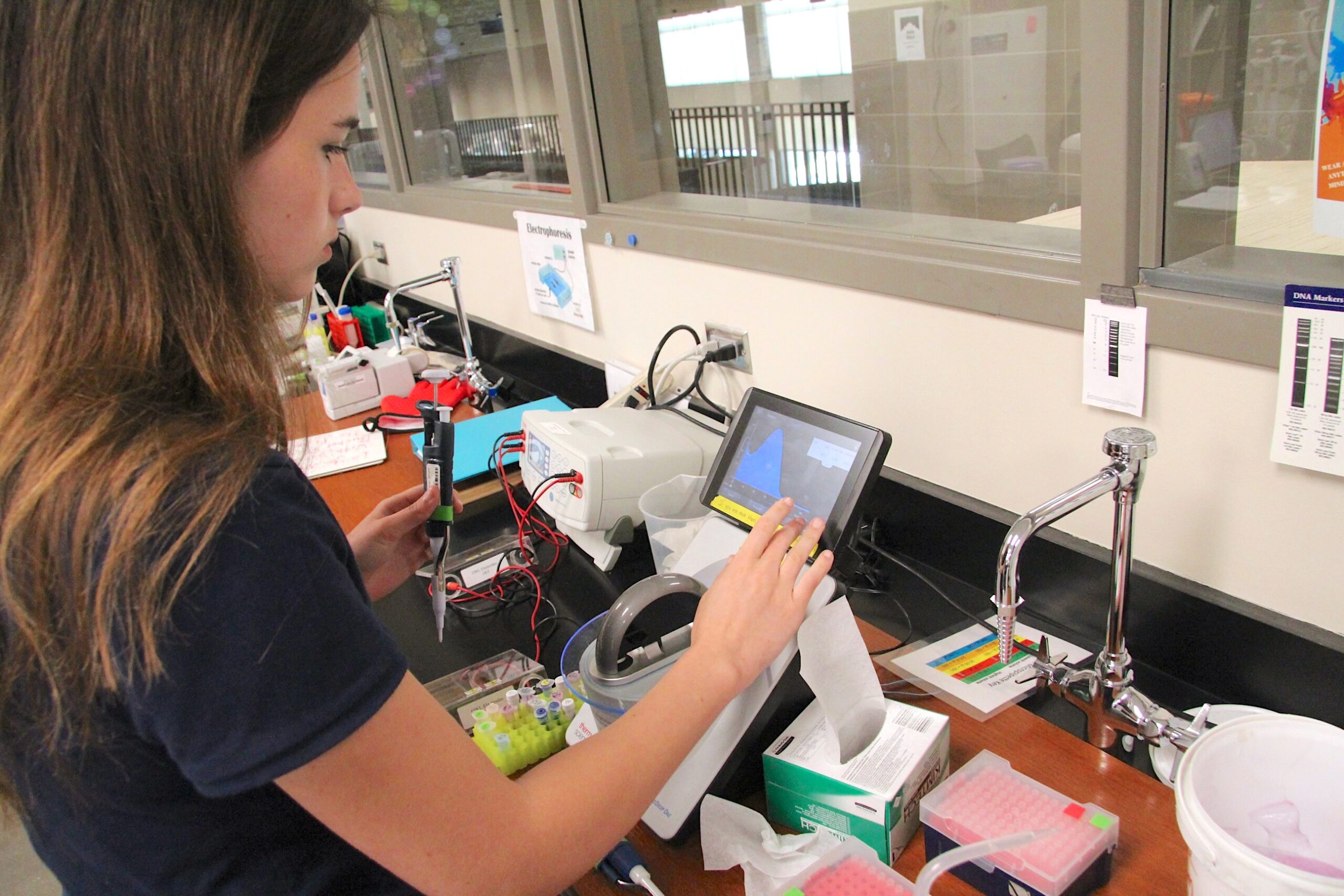 Students using laboratory equipment